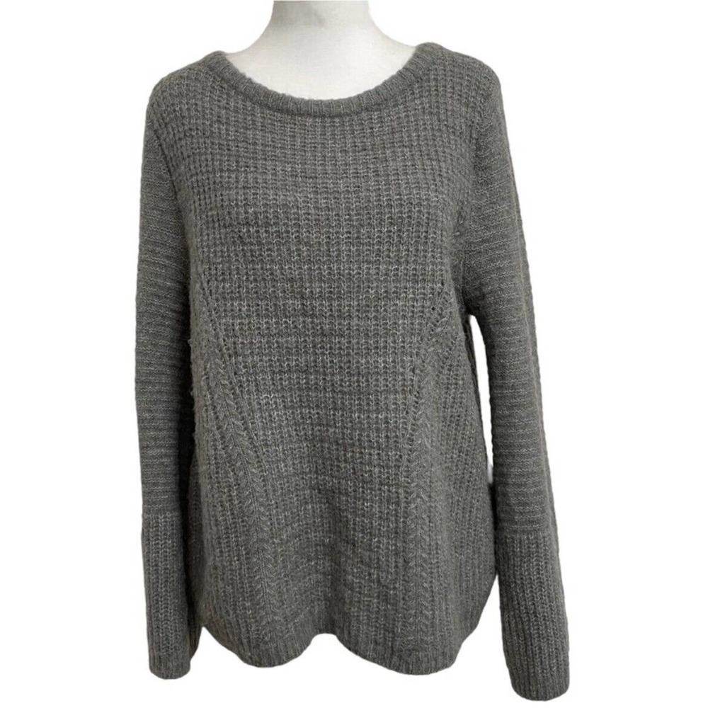 AX Armani Exchange Wool Blend Gray Knit Flare Sleeve Sweater